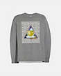 COACH®,SIGNATURE BIG APPLE CAMP LONG SLEEVE T-SHIRT,cotton,HEATHER GREY,Front View