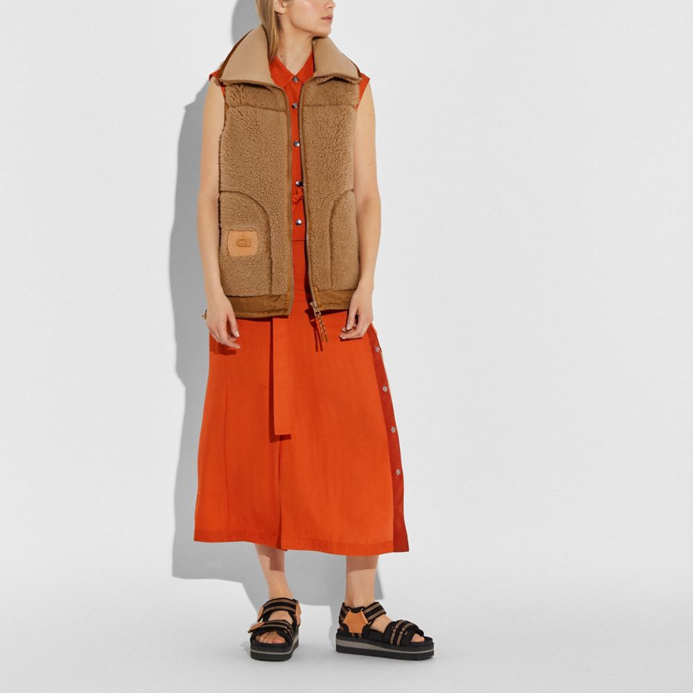 COACH®,SHEARLING VEST,Shearling,Camel,Scale View