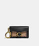 COACH®,MINI TABBY BAG CHARM IN SIGNATURE CANVAS,Signature Coated Canvas,Brass/Black,Front View