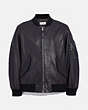 COACH®,LEATHER MA-1 JACKET,Leather,Midnight,Front View