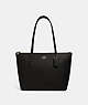 COACH®,ZIP TOP TOTE,Crossgrain Leather,Large,Everyday,Gold/Black,Front View