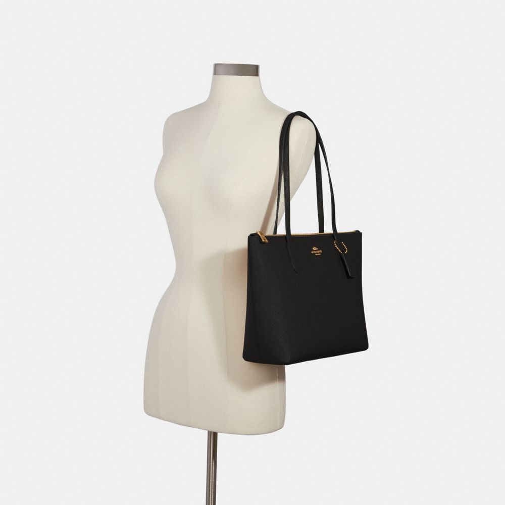 Zip top 2025 tote leather