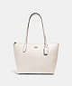 COACH®,ZIP TOP TOTE,Crossgrain Leather,Large,Everyday,Gold/Chalk,Front View