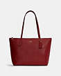 COACH®,ZIP TOP TOTE BAG,Crossgrain Leather,Large,Everyday,Gold/1941 Red,Front View
