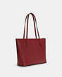 COACH®,ZIP TOP TOTE BAG,Crossgrain Leather,Large,Everyday,Gold/1941 Red,Angle View