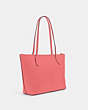 COACH®,ZIP TOP TOTE BAG,Crossgrain Leather,Large,Everyday,Gold/Pink Lemonade,Angle View