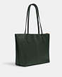 COACH®,ZIP TOP TOTE BAG,Crossgrain Leather,Large,Everyday,Gold/Amazon Green,Angle View