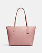 COACH®,ZIP TOP TOTE BAG,Crossgrain Leather,Large,Everyday,Gold/Shell Pink,Front View