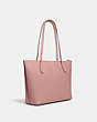 COACH®,ZIP TOP TOTE BAG,Crossgrain Leather,Large,Everyday,Gold/Shell Pink,Angle View