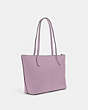 COACH®,ZIP TOP TOTE BAG,Crossgrain Leather,Large,Everyday,Silver/Ice Purple,Angle View