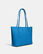 COACH®,ZIP TOP TOTE BAG,Crossgrain Leather,Large,Everyday,Silver/Racer Blue,Angle View