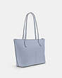 COACH®,ZIP TOP TOTE BAG,Crossgrain Leather,Large,Everyday,Silver/TWILIGHT,Angle View