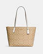 COACH®,ZIP TOP TOTE IN SIGNATURE CANVAS,pvc,Everyday,Gold/Light Khaki Chalk,Front View