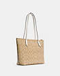 COACH®,ZIP TOP TOTE IN SIGNATURE CANVAS,pvc,Everyday,Gold/Light Khaki Chalk,Angle View