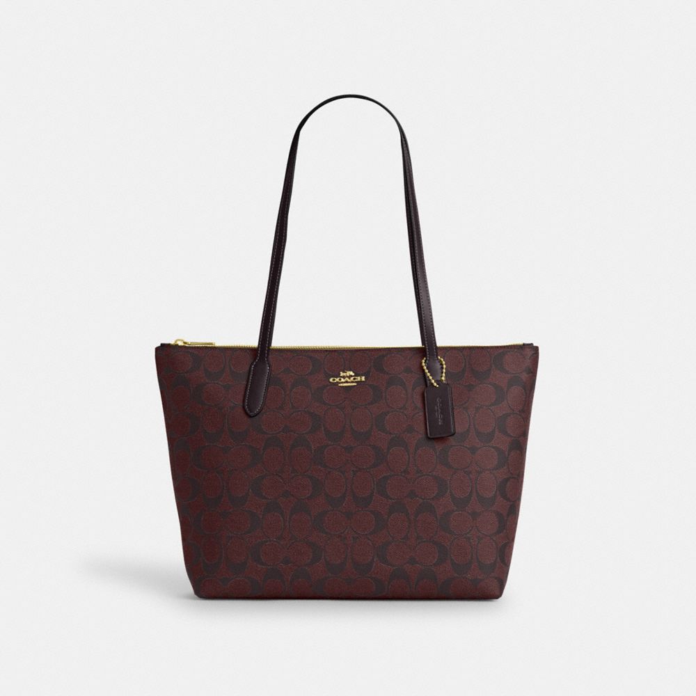 COACH® Outlet | Zip Top Tote In Signature Canvas