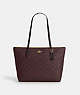 COACH®,ZIP TOP TOTE IN SIGNATURE CANVAS,pvc,Everyday,Gold/Oxblood Multi,Front View