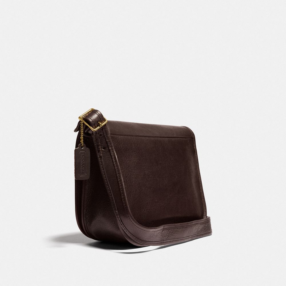 COACH®,VINTAGE CLASSIC POUCH,Leather,Brass/Mahogany,Angle View