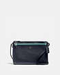 COACH®,EAST/WEST CROSSBODY WITH POP-UP POUCH WITH FLAMINGO PRINT,Coated Canvas,Mini,Silver/Midnight Multi,Front View