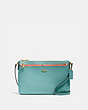 COACH®,EAST/WEST CROSSBODY WITH POP-UP POUCH WITH SUNGLASSES PRINT,Coated Canvas,Small,Gold/Aquamarine,Front View