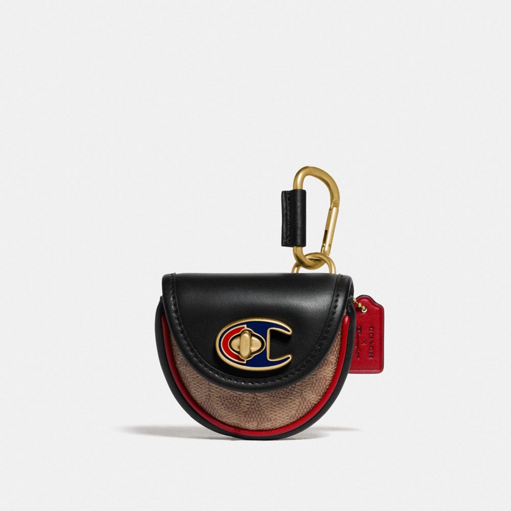 Coach X Champion Turnlock Key Fob In Signature Canvas