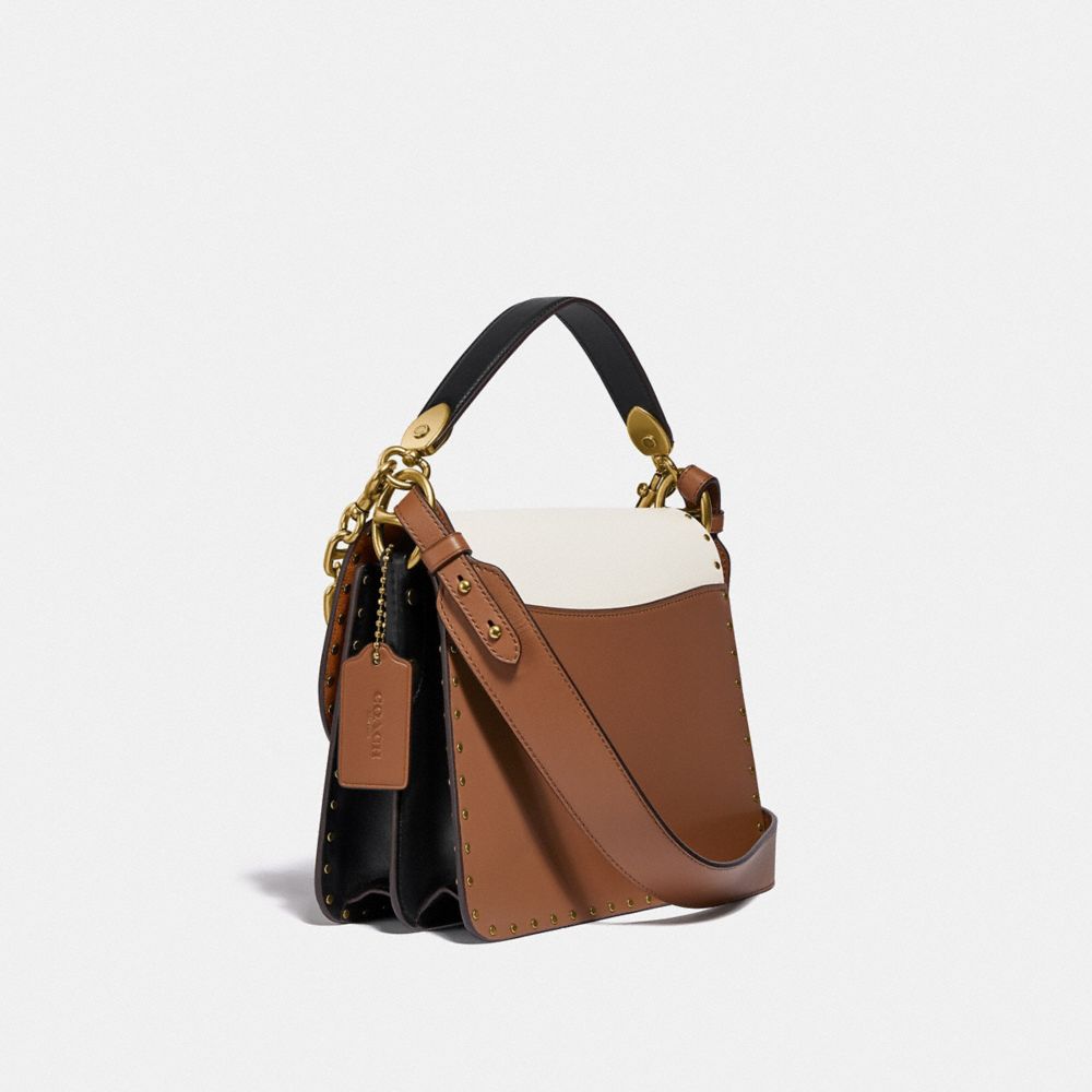 COACH®,Beat Shoulder Bag In Colorblock With Rivets,,Angle View