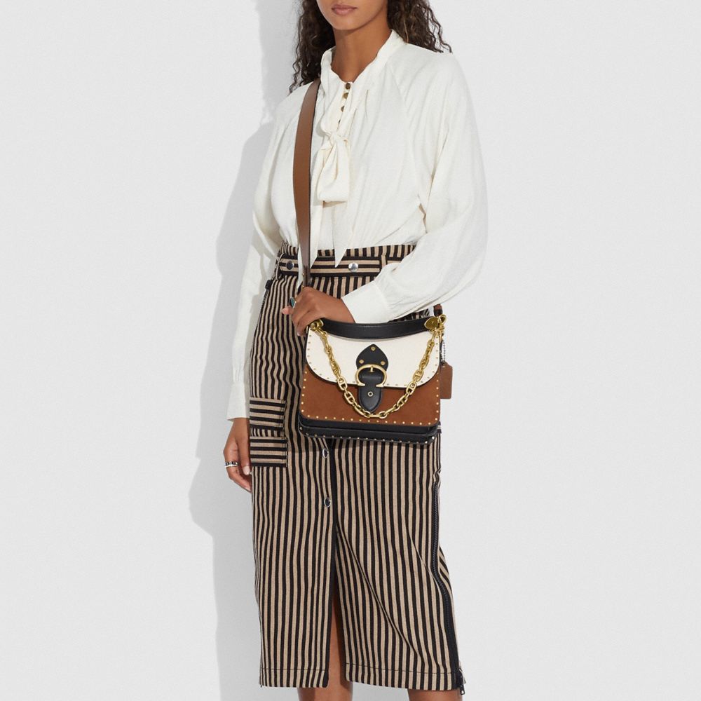COACH®,Beat Shoulder Bag In Colorblock With Rivets,,Detail View