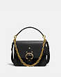 COACH®,BEAT SHOULDER BAG,Smooth Leather,Medium,Brass/Black,Front View