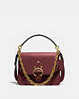 COACH®,BEAT SHOULDER BAG,Glovetanned Leather,Medium,Brass/Wine,Front View