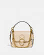 COACH®,BEAT SHOULDER BAG 18 WITH RIVETS,Smooth Leather,Small,Brass/Ivory,Front View
