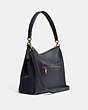COACH®,SHAY SHOULDER BAG,Pebble Leather,Large,Brass/Midnight Navy,Angle View