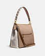 COACH®,SHAY SHOULDER BAG WITH SNAKESKIN DETAIL,Pebble Leather/Smooth Leather/Exotic,Brass/Taupe Multi,Angle View