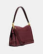 COACH®,MAY SHOULDER BAG WITH SNAKESKIN DETAIL,Pebble Leather/Suede/Exotic,Medium,Brass/Wine,Angle View