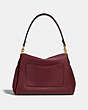 COACH®,MAY SHOULDER BAG WITH SNAKESKIN DETAIL,Pebble Leather/Suede/Exotic,Medium,Brass/Wine,Back View