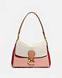 COACH®,MAY SHOULDER BAG IN COLORBLOCK,Pebble Leather,Medium,Brass/Ivory Blush Multi,Front View