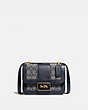 COACH®,ALIE SHOULDER BAG 18 IN SIGNATURE JACQUARD WITH SNAKESKIN DETAIL,Jacquard/Smooth Leather,Medium,Brass/Navy Midnight Navy,Front View