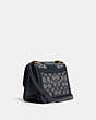 COACH®,ALIE SHOULDER BAG 18 IN SIGNATURE JACQUARD WITH SNAKESKIN DETAIL,Jacquard/Smooth Leather,Medium,Brass/Navy Midnight Navy,Angle View