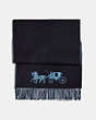 COACH®,HORSE AND CARRIAGE DOUBLE FACE OVERSIZED MUFFLER,wool,Midnight Navy/Pacific Blue,Front View
