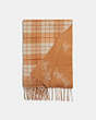 COACH®,REVERSIBLE HORSE AND CARRIAGE PLAID PRINT MUFFLER,wool,Natural,Front View