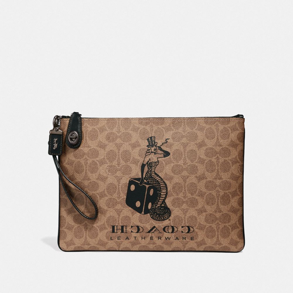 Viper Room Turnlock Pouch In Signature Canvas