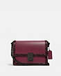 COACH®,HUTTON SHOULDER BAG WITH SNAKESKIN DETAIL,Leather,Small,Pewter/Black Cherry,Front View