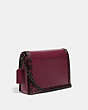 COACH®,HUTTON SHOULDER BAG WITH SNAKESKIN DETAIL,Leather,Small,Pewter/Black Cherry,Angle View