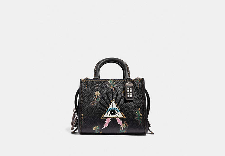 COACH®,ROGUE 17 WITH PYRAMID EYE,Leather,Pewter/Black,Front View