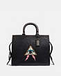 COACH®,ROGUE BAG WITH PYRAMID EYE,Leather,Large,Pewter/Black,Front View
