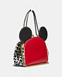 COACH®,DISNEY MICKEY MOUSE X KEITH HARING KISSLOCK BAG,Leather,Small,Brass/Electric Red Multi,Angle View