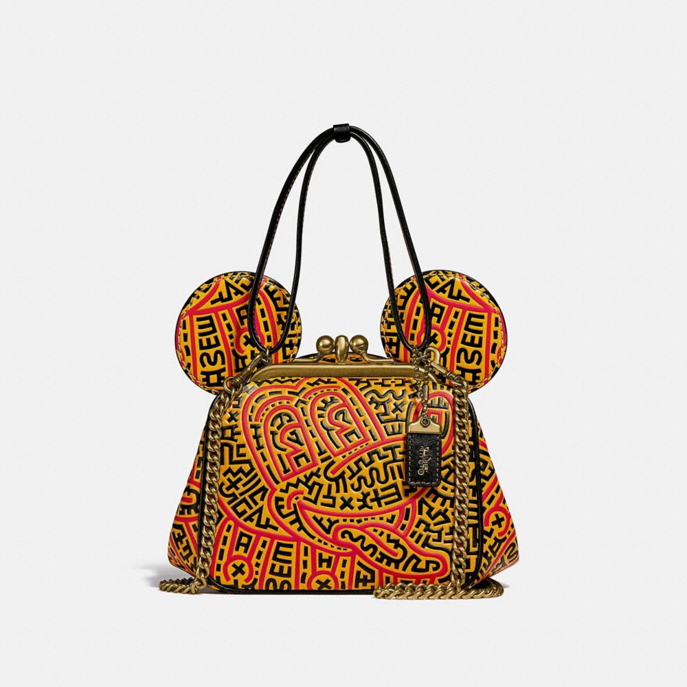 COACH Disney Mickey Mouse X Keith Haring Kisslock Bag