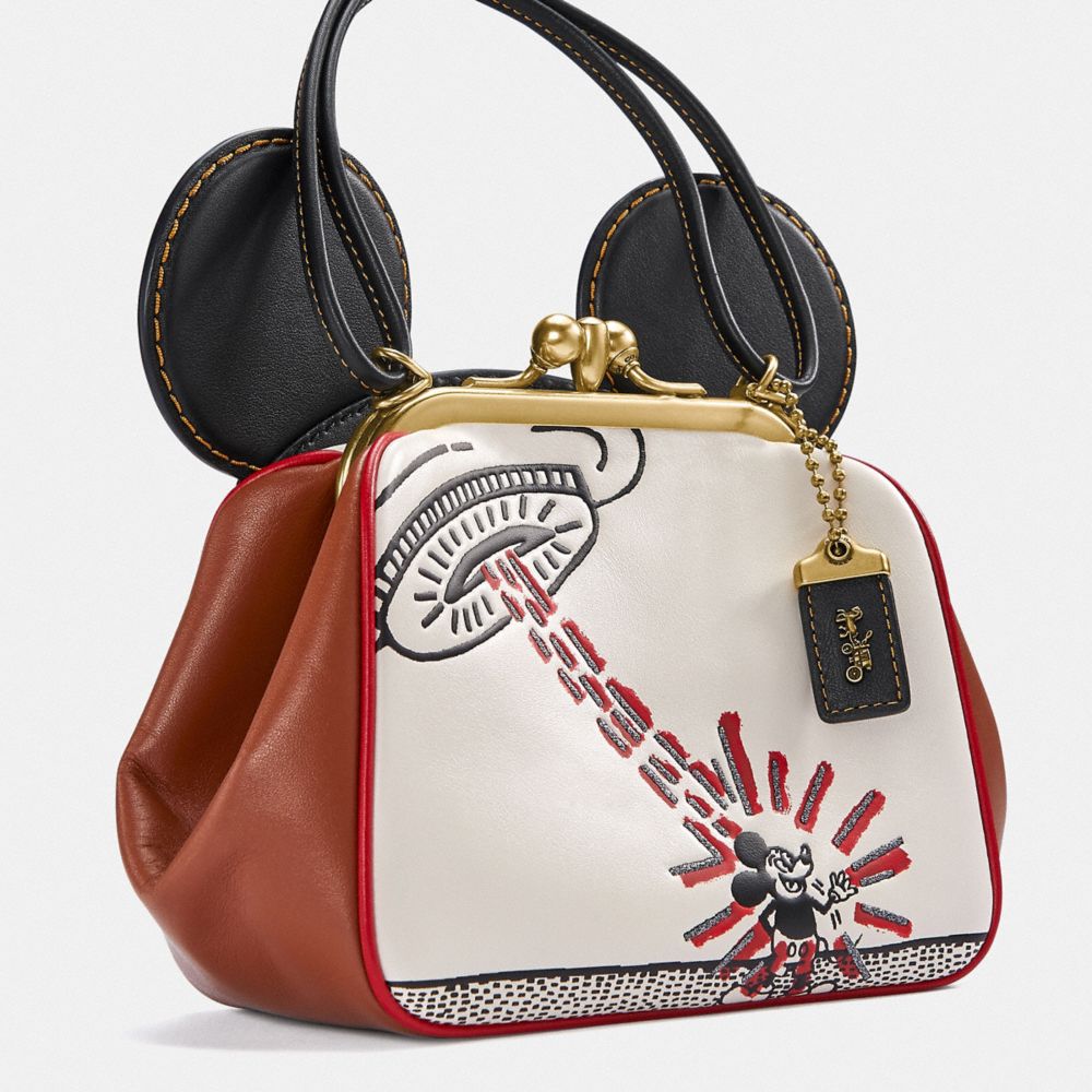 COACH X DISNEY KISSLOCK BAG WITH MICKEY / MINNIE MOUSE EARS BLACK