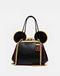 COACH®,DISNEY MICKEY MOUSE X KEITH HARING KISSLOCK BAG,Leather,Small,Brass/Black Multi,Front View