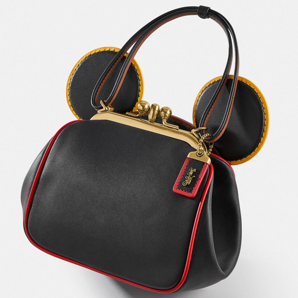 COACH X DISNEY KISSLOCK BAG WITH MICKEY / MINNIE MOUSE EARS BLACK