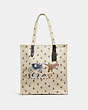 COACH®,TOTE WITH REVERSE REXY AND CARRIAGE,canvas,Large,Pewter/Chalk,Front View