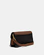COACH®,BEAT CROSSBODY CLUTCH WITH RIVETS,Suede/Smooth Leather,Mini,Brass/Vintage Khaki Multi,Angle View